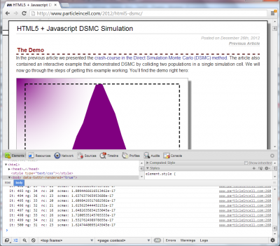 chrome console diag output