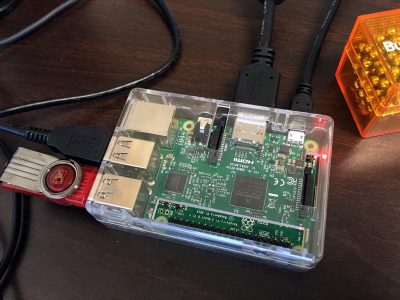 raspberry pi board in case