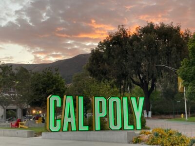 illuminated cal poly sign